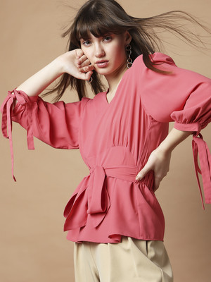 VERO MODA Casual Solid Women Pink Top