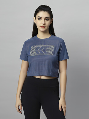 Laasa Sports Casual Printed Women Blue Top