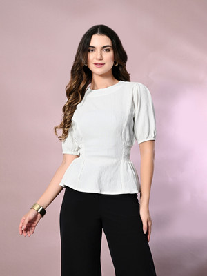 PRETTY LOVING THING Casual Solid Women White Top