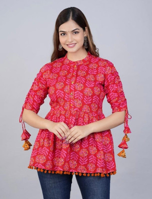 RUDRAKSH CREATION Casual Printed Women Pink Top