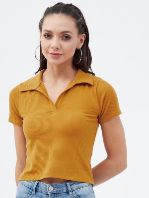 HARPA Casual Striped Women Yellow Top