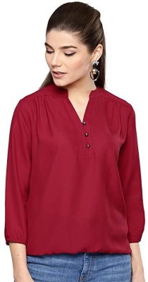 BM enterprises Casual Solid Women Maroon Top