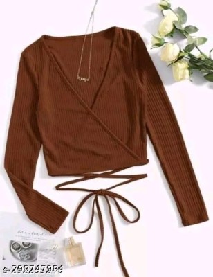 Sovi fashion Party Solid Women Brown Top