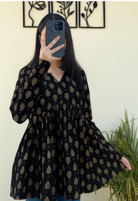 Govind Casual Printed, Ethnic Motifs Women Black Top
