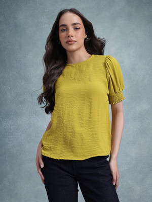 Roadster Casual Solid Women Yellow Top