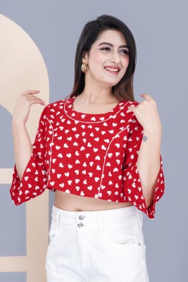 LH HANDICRAFTS Casual Printed Women Red, White Top