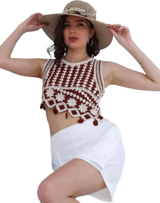 Epicedesigns Casual Self Design Women Maroon, White Top