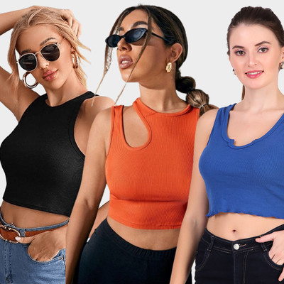 KIK33 Casual Solid Women Multicolor Top