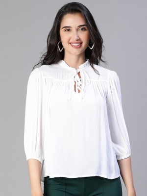 OXOLLOXO Casual Solid Women White Top