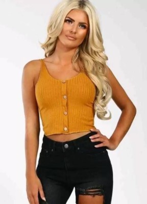 Fashion Passion India Casual Solid Women Yellow Top