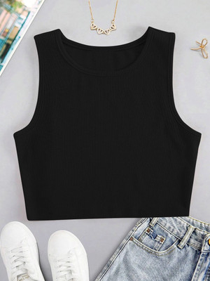 CILIMILI Casual Self Design Women Black Top