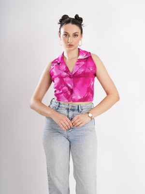 clobug Casual Printed Women Pink Top