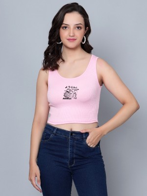 Fashion And Youth Casual Printed Women Pink Top