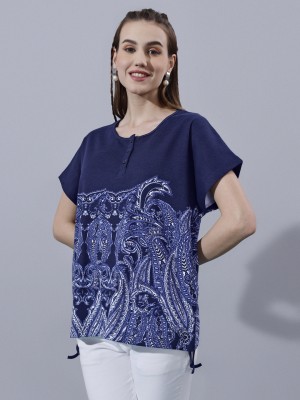 MORSCHERO Casual Printed Women Dark Blue, White, Blue Top