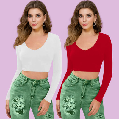 Kashonaa Casual Solid Women Red Top