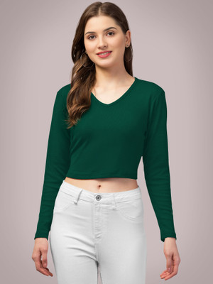Maheshvi Casual Solid Women Dark Green Top
