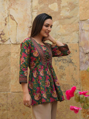 RIZA CREATION Casual Printed Women Multicolor Top