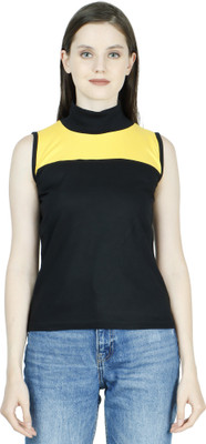 Fasska Casual Color Block, Solid Women Multicolor Top