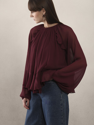 VERO MODA Casual Self Design Women Maroon Top
