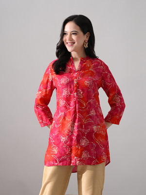 Meesan Party Printed Women Red Top
