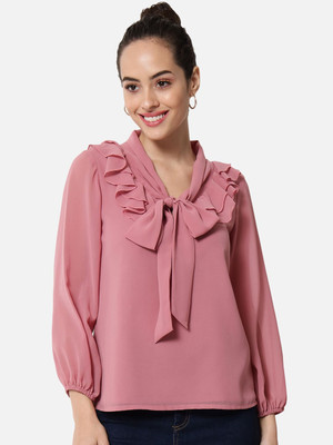 OTIRA Casual Solid Women Pink Top