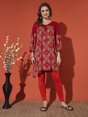 aleny glam Casual Printed Women Red Top