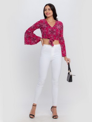 Zink London Casual Solid Women Pink Top