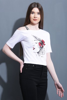 Raabta Fashion Casual Self Design Women White Top