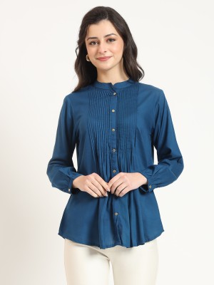 DIVENA Casual Solid Women Blue Top