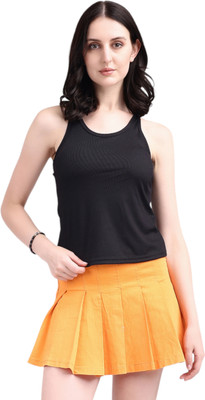 EVELVIE Casual Solid Women Black Top