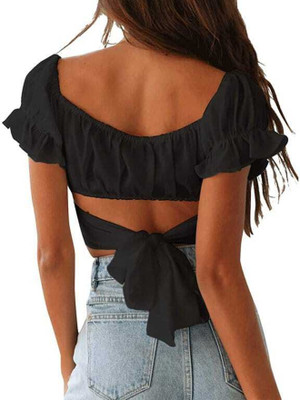 Asadgarmant Casual Solid Women Black Top
