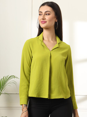 fithub Formal Solid Women Green Top