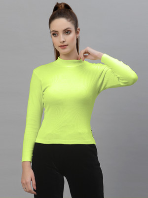 FBAR Casual Solid Women Light Green Top