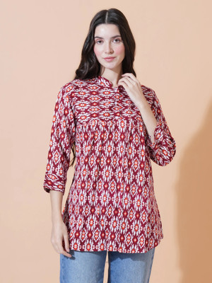 HOC's Party Printed Women Maroon Top