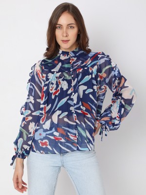 VERO MODA Casual Printed Women Blue Top