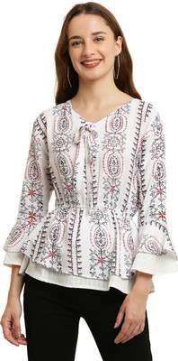 ukaim fashion Casual Printed Women White Top