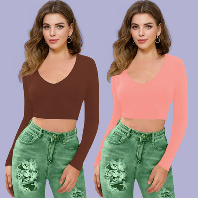 Maheshvi Casual Solid Women Pink Top