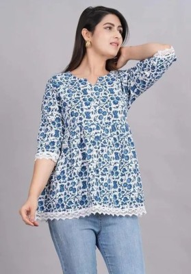 Dhavanit Casual Printed Women Blue Top