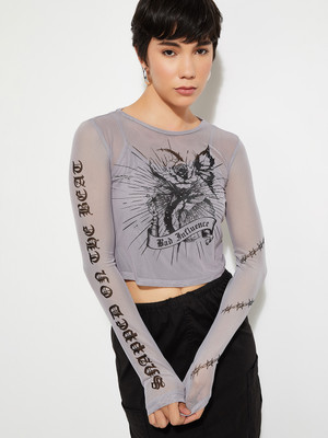 MAX Casual Printed Women Grey Top