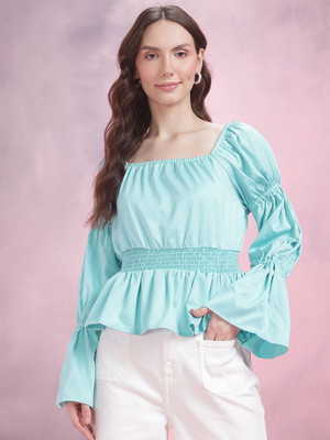 Dressberry Casual Solid Women Green Top