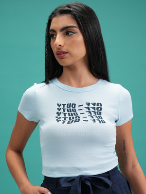 Tokyo Talkies Casual Printed Women Blue Top