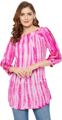 rain tree Casual Tie & Dye Women Pink Top