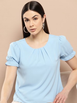 CHEMISTRY Casual Solid Women Blue Top