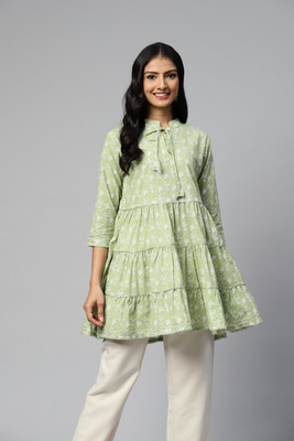 Highlight fashion export Casual Printed Women Green Top