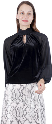 Fuegobella Party Solid Women Black Top