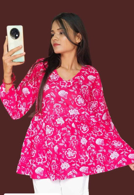 Ankita Fashion Collection Casual Printed Women Pink Top