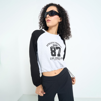 Ajile By Pantaloons Casual Printed Women Grey, White Top