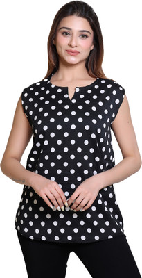 Ogarti Casual Printed Women Black Top