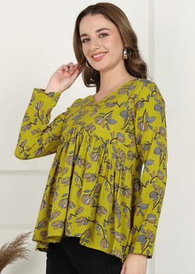 Ankira Party Printed Women Green Top