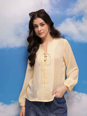 CORSICA Casual Solid Women Yellow Top